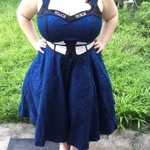FORMAL DOCTOR WHO BLUE TARDIS CORSET STRAPPY GOWN